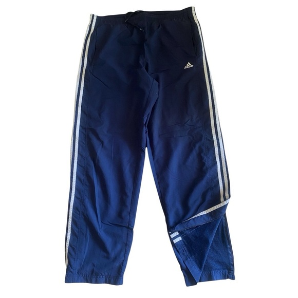 Vintage Adidas Three Stripe Navy Track Pant Zippered Open Hem Size Women’s Small - Picture 3 of 12
